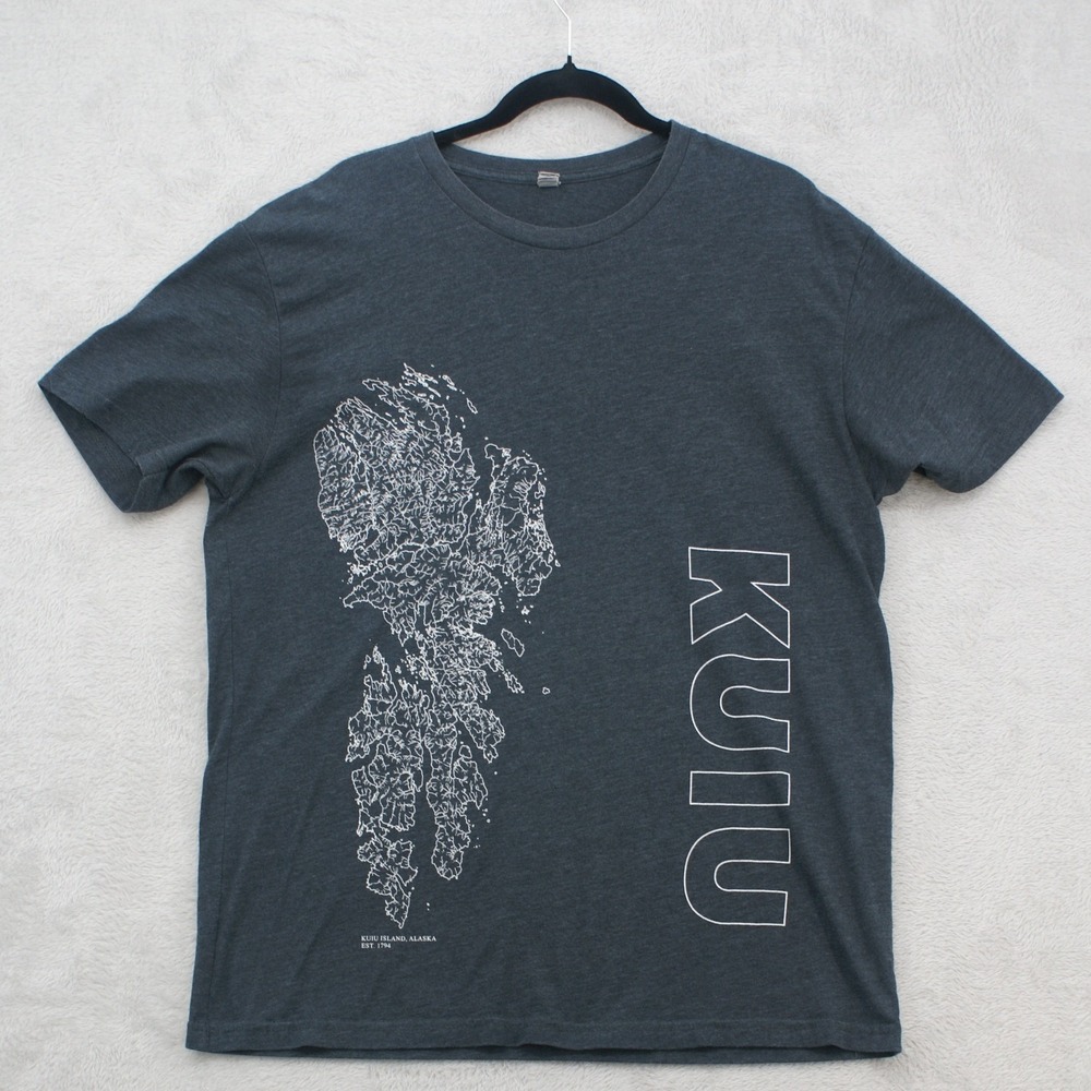 Kuiu Ultralight Hunting Kuiu Island Alaska Map Graphic T-Shirt Charcoal Grey XL